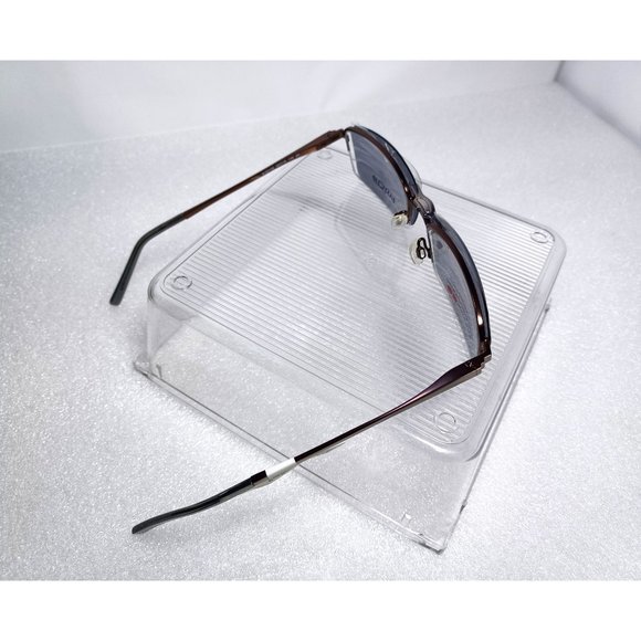 EasyClip Polarized Clip-on 1/2 Rim Eyeglasses Iridescent Bronze Silver 52-19-140 - Picture 8 of 15